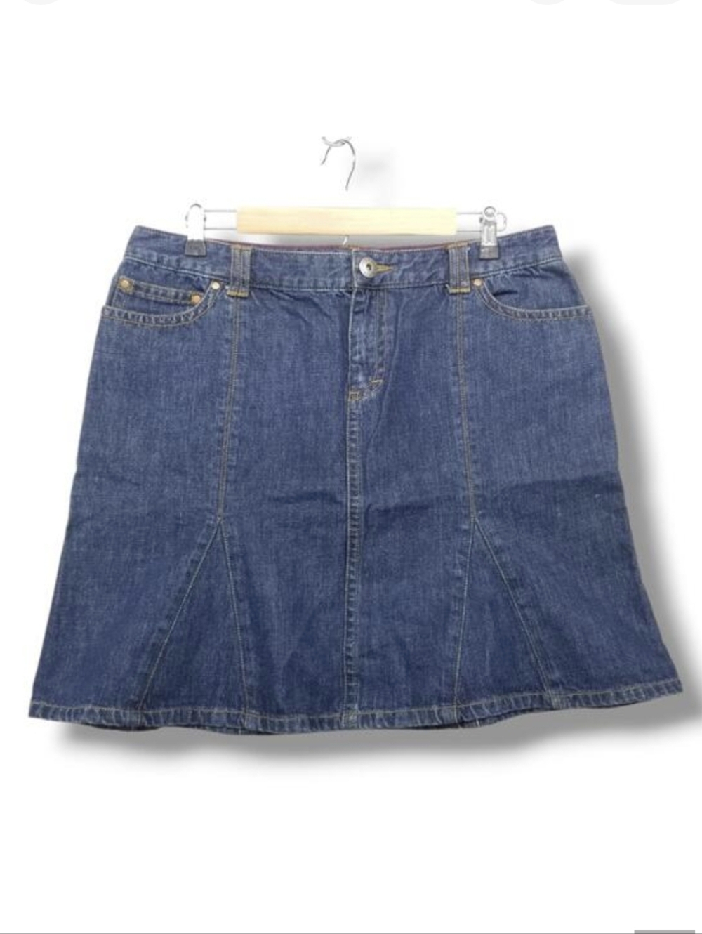 Tommy‎ Hilfiger Y2K Denim Mini Skirt Womens 14 Blue 100% Cotton 2005 Tulip Flare